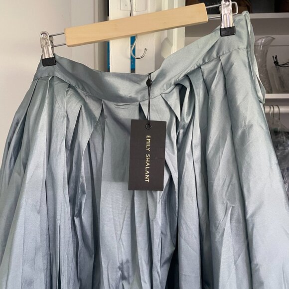 PLEATED SOFT TAFFETA BALLGOWN SKIRT LIGHT BLUE - Picture 5 of 7